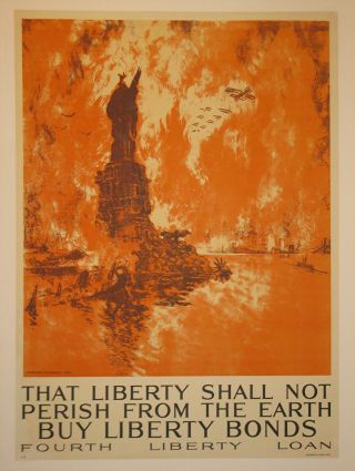 Liberty Bond Poster Linen First World War I Ww1 Wwi 1918 Pennell