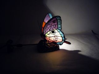 Butterfly Tiffany Style Stained Glass Lamp Night Light Accent Desk Art Decor