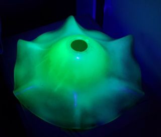 Victorian Vaseline Uranium Glass Lamp Light Shade Electric Fitting 11 "