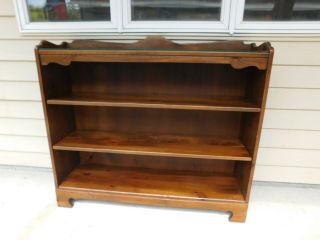 Vintage Pine Adjustable Shelves Bookcase W Glass Top Chairside Bookshelf 42 " W