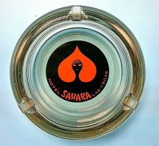 Vintage Sahara Hotel Casino Ashtray Las Vegas Nevada Souvenir Smoke Grey Glass