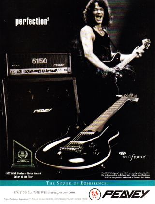 1998 Eddie Van Halen Evh Wolfgang Guitar Peavey Amp Photo Vintage Print Ad