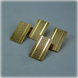 Vintage 9ct Gold Engine Turned Cufflinks