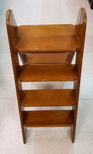 Vintage Folding Library Ladder,  Steps,  Stairs,  Double Sided,  Wood,  38 " Euc