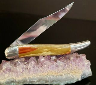 Vintage Hammer Brand Usa 4 1/4 " Closed 1 Blade 1940s Fish Knife Multi Colored