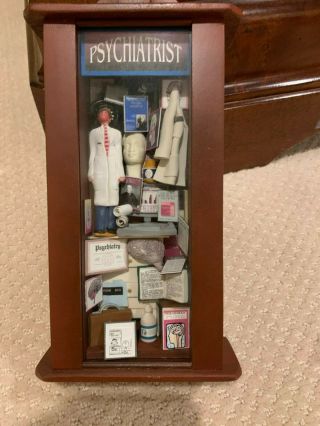 Vintage Shadowbox Of Psychiatrist Items To Hang On A Wall