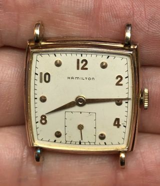 Vintage 1950s Hamilton Dyson 14K Gold Filled Watch 747 17J for Repair 3