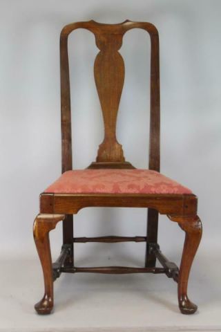 Rare 18th Boston Ma Queen Anne Cabriole Leg Chair In Mahogany Seat