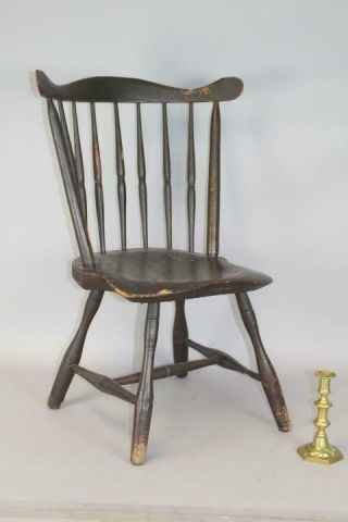 Very Rare 18th C Connecticut Childs Fanback Windsor Chair In Paint