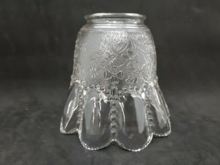Antique Embossed Floral Grained And Beaded Glass Lamp Light Shade 2 1/4 Inch