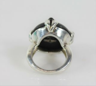 Sterling Silver Cabochon Amethyst & Onyx Ring with vintage Tiffany Blue Box 6.  75 3