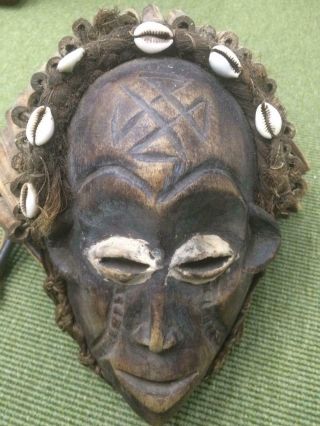 African Old Wood Hand Carved Face Mask Primitive Very Rustic