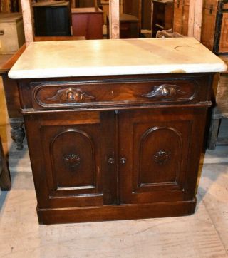 Antique Victorian Marble Top Bedroom Washstand Dresser Vintage Furniture