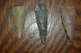 Group Of 3 Large Mississippian Madison Points Lake Co,  Tennessee 2 X.  5/8