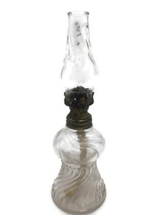 Miniature Oil Lamp Swirl Glass P&a Burner