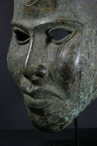 Life size IFE bronze African ONI Queen mask - Nigeria Benin,  TRIBAL ART 3