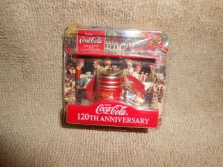 120th Anniversary Miniature Coca - Cola Dispenser Barrel Keychain,