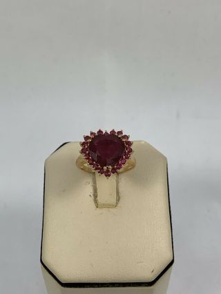Authentic 10k Yellow Gold Ladies Ruby Heart Ring Vintage Estate Jewery Antique