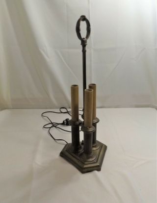 Vintage Victorian 3 Bulb Table Lamp,  Heavy Cast Metal Base,  Adj.  Shade Height