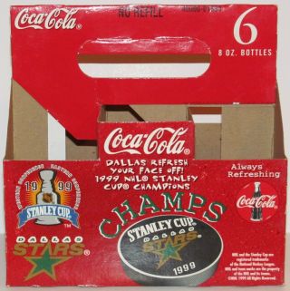 Coca - Cola 1999 Dallas Stars Nhl Stanley Cup Champion Coke Bottle Carrier Carton