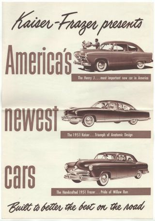 1951 Kaiser Frazer Automobile Brochure,  Incl.  Henry J; Cond;