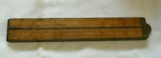 Antique Standard Rule Co.  No 62 Boxwood & Brass Bound 24 " Folding Ruler