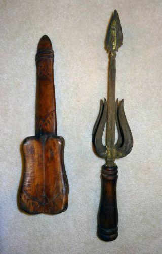 Rare 5 Blade Antique Pamor Tombak Spear Kris Sword Dagger Asmat Head Hunter
