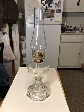 Vintage Large 19 3/4” Risdon P&a Co.  Oil Lamp W/ Rare Eagle Burner Exellent Cond.