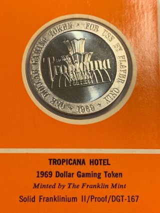 Rare 1969 Franklin Tropicana $1 Token Proof Casino Chip Las Vegas Nevada