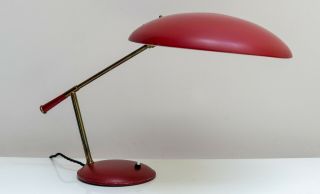 Mid - Century Desk Lamp By Louis Kalff For Philips 1950s In Dark Red