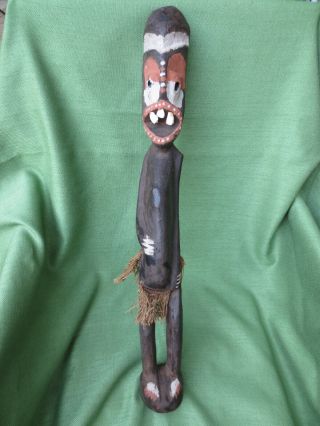 Wooden Carved River Spirit Figure W/ Boar 