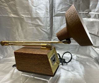 Vtg Mid Century Modern Tensor Desk Lamp Metal Brass & Faux Wood Finish,  Bulb