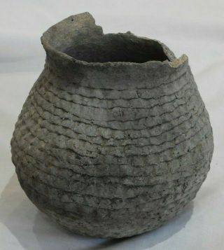 Very Early Antique Native American Indian Coil Clay Pottery Pot