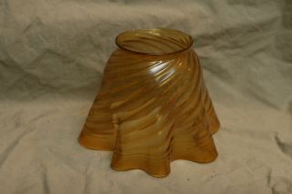 Vintage Antique Hand Blown Formed Yellow Amber Golden Glass Shade 3.  5x6 "