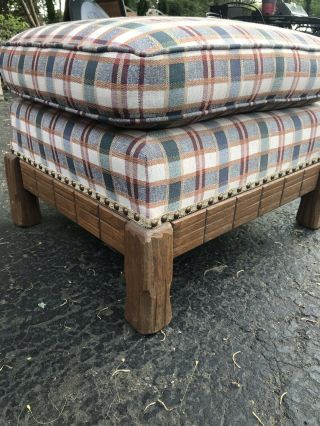 A Brandt Ranch Oak Double Cushion Footstool Ottoman 2