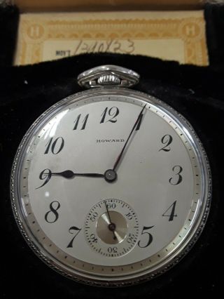 Art Deco 1921 Minty Antique E.  Howard 17j 12s Mens Pocket Watch Box Papers 2