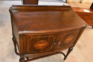 Antique Walnut Cabinet Dining Room Server Buffet Credenza With Decorative Wood I 2