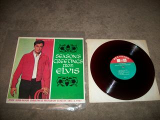 Rare Elvis Presley 10 " Red Vinyl Seasons Greetings From Elvis 1967 - Nm Vinyl