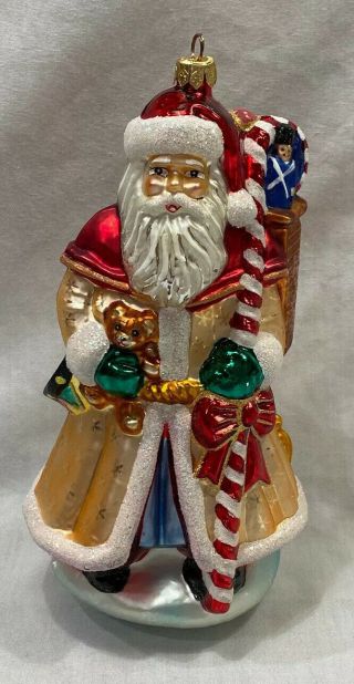 Christopher Radko 9” Vintage Pearl Santa Glass Christmas Ornament