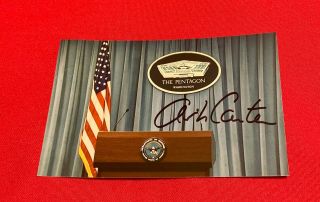 Obama Defense Secretary Ash Carter Signed 4x6 Photo Of Pentagon Press Podium