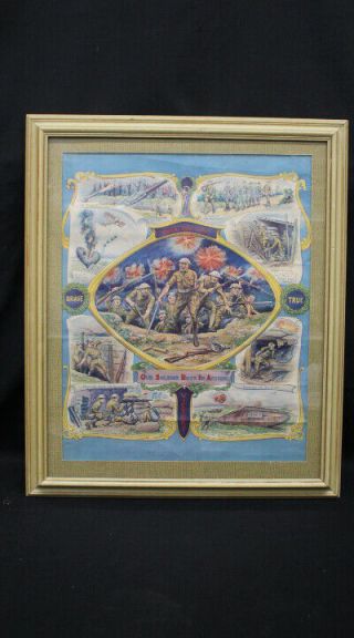Scarce Framed Wwi Poster Over The Top Our Soldier Boys In Action J.  Lee