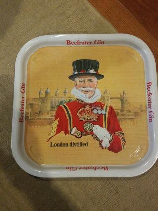 Vintage London Distilled Beefeater Gin Advertising Tin Serving Tray