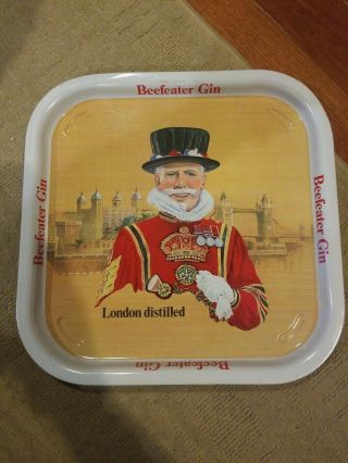 Vintage London Distilled Beefeater Gin Advertising Tin Serving Tray 2