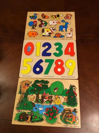 Vintage Simplex Toys - Park Farm Numbers Wooden Play Board Puzzle -