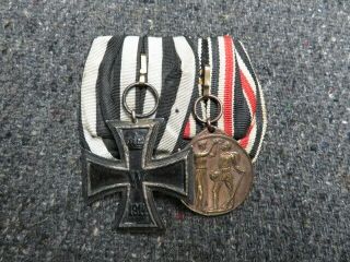 Wwi Imperial German Medal Bar - Iron Cross 2nd Class & Dageland Medal