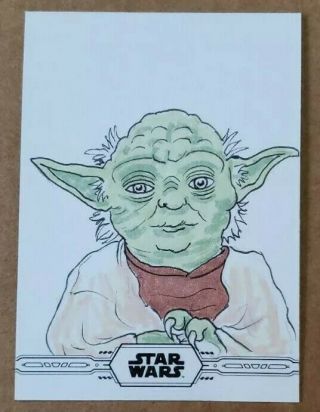 2019 Topps Chrome Star Wars Legacy Yoda Sketch 1/1 By Joey Fitchett
