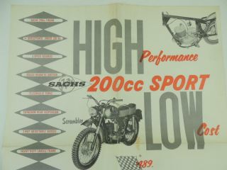Vintage Sachs 200 Motorcycle Sport And Scrambler Poster 200 L2346