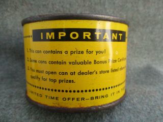 VINTAGE 1960s GENERAL ELECTRIC G.  E.  GIVE - AWAY CAN - A - RAMA TIN CAN w PRIZE 3