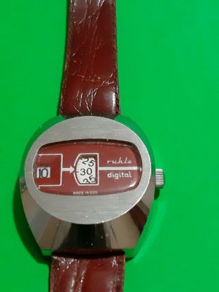 Vintage Old German Made Umf Ruhla Digital Mens Wrist Watch