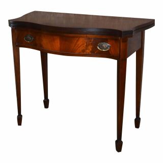 Antique Mahogany Flip Top Card Table/console W/drawer